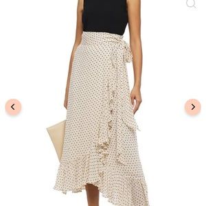 Ganni georgette polka dot midi wrap skirt